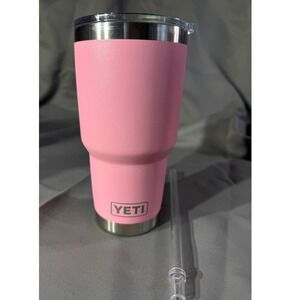 YETI Rambler 30 oz Tumbler Pink Stainless Steel Vacuum Insulated Mug with Straw
